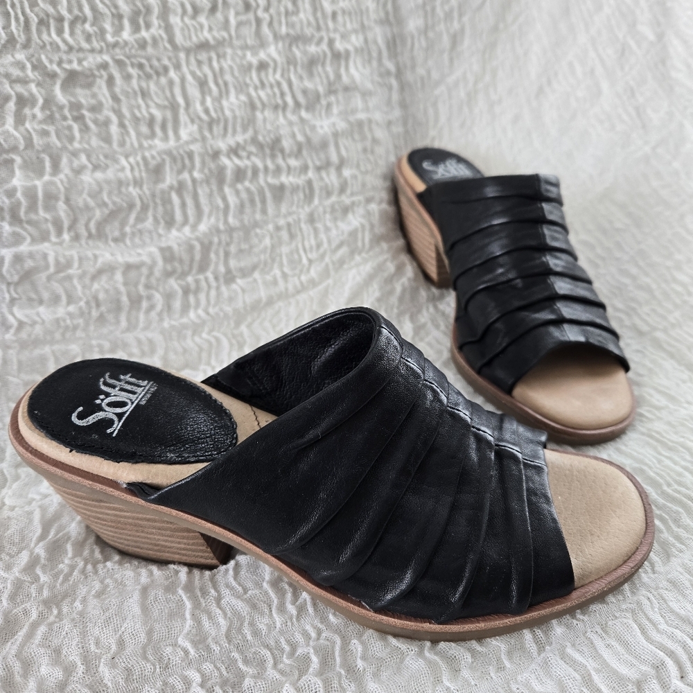 Sofft Black Leather Mules